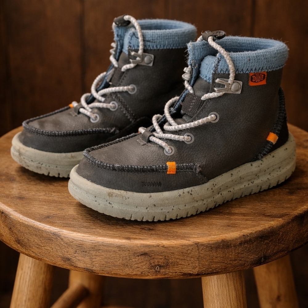 Hey Dude Kids Gray and Blue Boots